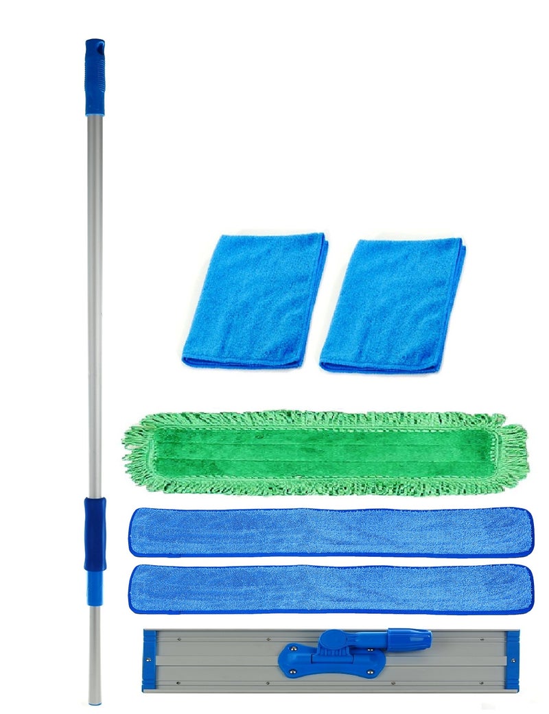 Real Clean 36â€ Inch Commercial Microfiber Mop Kit Heavy Duty Floor Cleaning Set with Telescopic Handle - Image 1