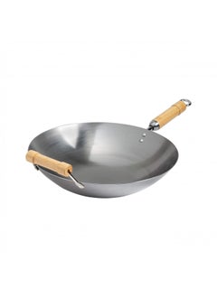 JOYCE CHEN Classic Series 14-Inch Round Bottom Carbon Steel Wok with Birch Handles