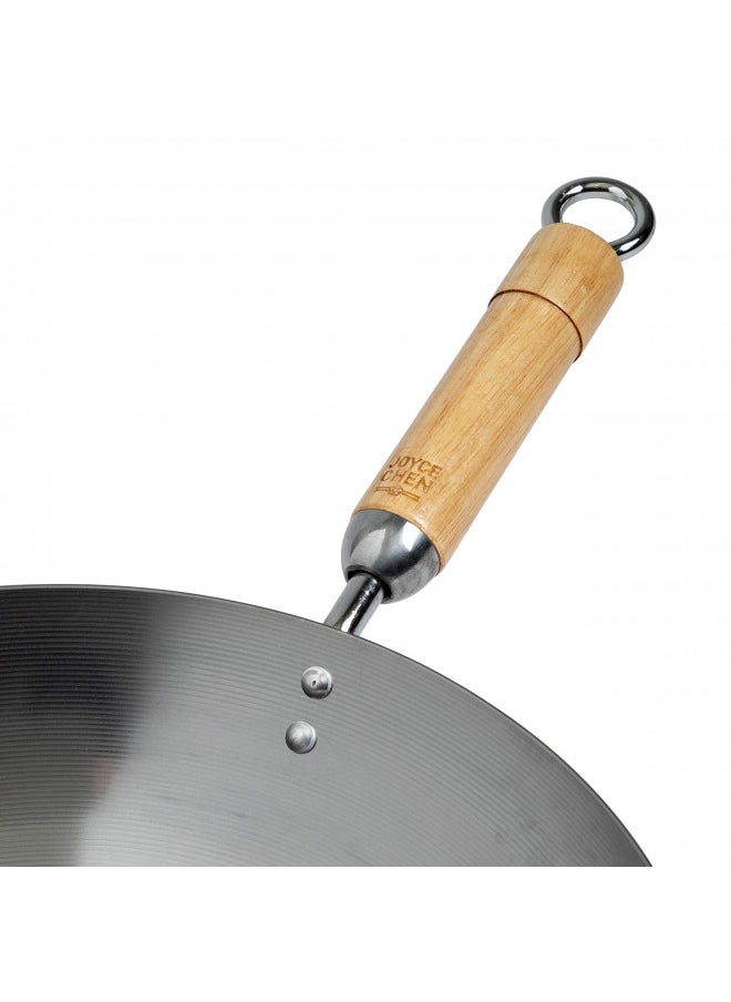 Joyce Chen - JOYCE CHEN Classic Series 14-Inch Round Bottom Carbon Steel Wok with Birch Handles - Image 1