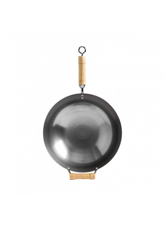 Joyce Chen - JOYCE CHEN Classic Series 14-Inch Round Bottom Carbon Steel Wok with Birch Handles - Image 1