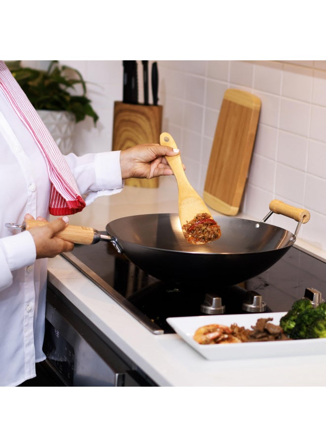Joyce Chen - JOYCE CHEN Classic Series 14-Inch Round Bottom Carbon Steel Wok with Birch Handles - Image 1