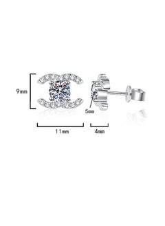 Beyond Double C Design Studs Earrings for Women, Anti Fading Hypoallergenic Zircon Earrings, Fashion Jewelry Gift (Silver)  - Image 2