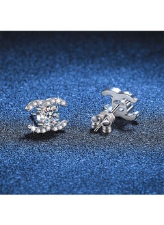 Beyond Double C Design Studs Earrings for Women, Anti Fading Hypoallergenic Zircon Earrings, Fashion Jewelry Gift (Silver)  - Image 5