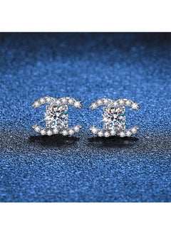 Beyond Double C Design Studs Earrings for Women, Anti Fading Hypoallergenic Zircon Earrings, Fashion Jewelry Gift (Silver)  - Image 4