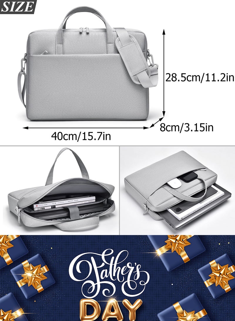 TokFaa Laptop Bag 15.6 Inch Business School Briefcase for Men Women Messenger Shoulder Bag with Strap Lightweight Durable Office Bag Carry On Laptop Case for Computer/Notebook/MacBook(Grey) - Image 2