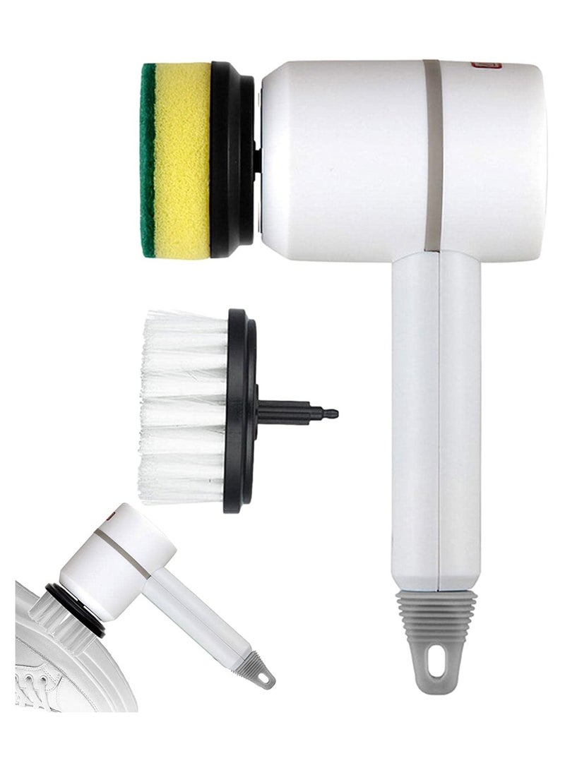 Multifunctional Electric Spin Scrubber | Cordless Handheld Cleaning Brush with 2 Speeds & Replaceable Heads | Bathroom, Kitchen, Tiles, Floor, Bathtub, Car (White) - Image 1