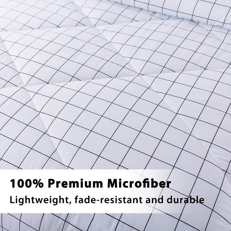 Andency أند ويدس الحجم الكامل الحجم مجموعة 3 قطع خفيفة الوزن الفراش الشبكة المعزي مجموعات أبيض مخطط مخطط الألياف الدقيقة مجموعة سرير (79x90inch المعزي) - Image 5