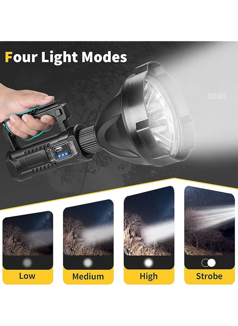 Generic Rechargeable Spotlight Flashlight High Lumen, Super Bright LED Searchlight Waterproof 4 Modes Handheld Spotlight with Tripod for Emergency, Fishing, Hiking, Camping  - Image 2