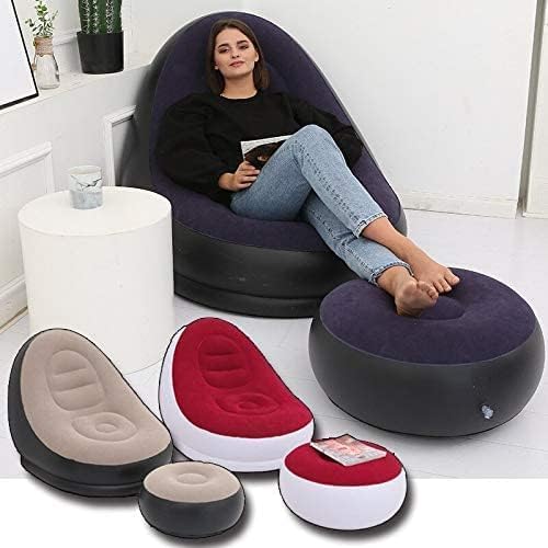 M MCIRCO M MCIRCO Inflatable Deck Chair with Push Pump Lounger Sofa with Footrest Stool for Indoor Living Room Bedroom Outdoor Travel Camping Picnic Beach Chaise Lounges  - Image 5