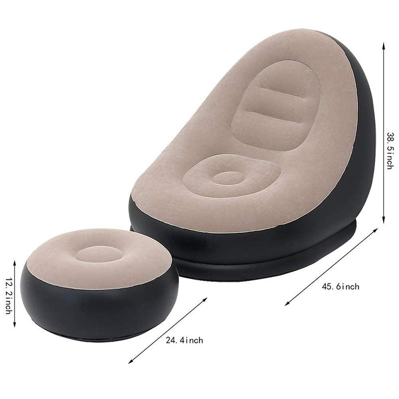 M MCIRCO M MCIRCO Inflatable Deck Chair with Push Pump Lounger Sofa with Footrest Stool for Indoor Living Room Bedroom Outdoor Travel Camping Picnic Beach Chaise Lounges  - Image 3