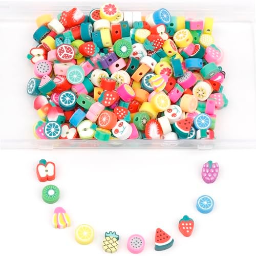 GMMA 180 Pcs Colorful Fruit Polymer Clay Beads for DIY Bracelet Necklace Earring Making - Image 1