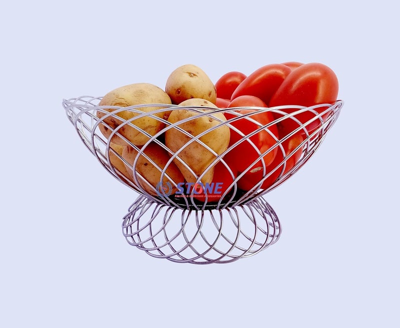 STONE Stainless Steel Onion Potato Rack for Kitchen Counter Top Fruits Basket Vegetable Basket Vegetable Fruit Bowl StandOrganiserStorage Accessories for Dining Table Flower Shape - Image 1