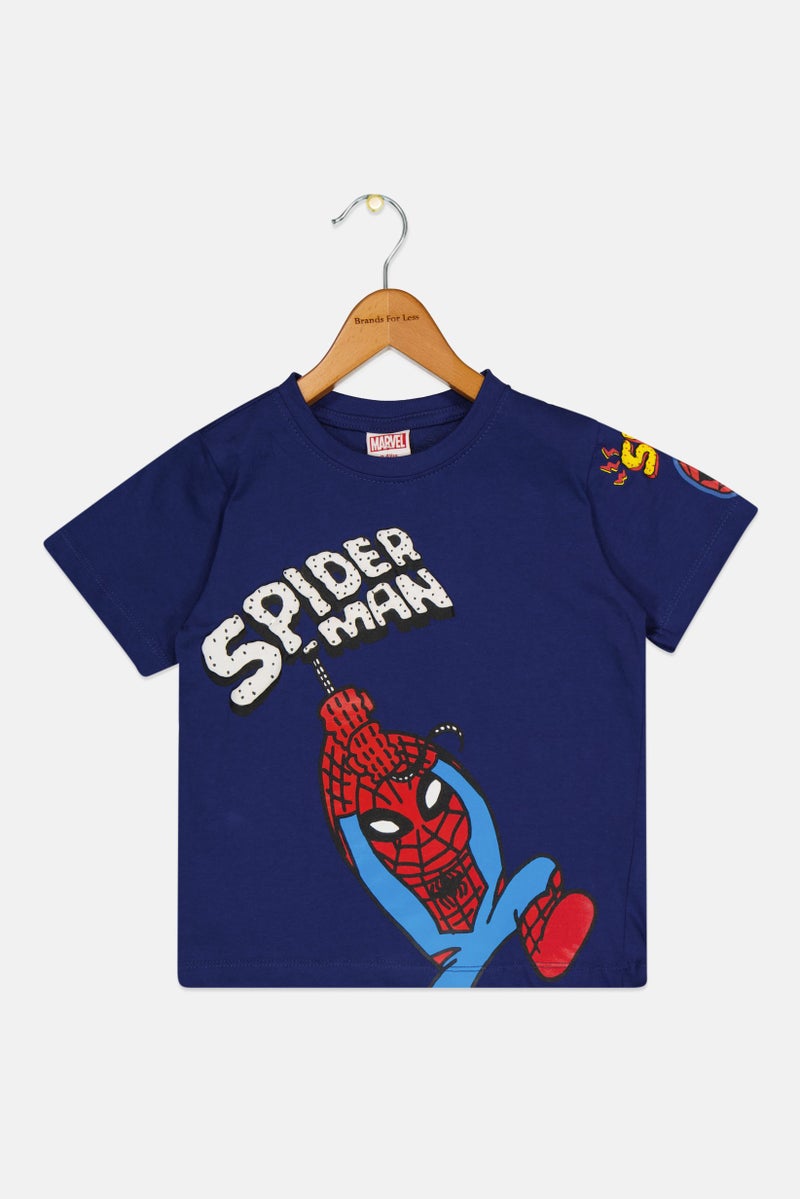 MARVEL Toddlers Boy Crew Neck Short Sleeves Graphic Print T-Shirt, Navy - Image 2