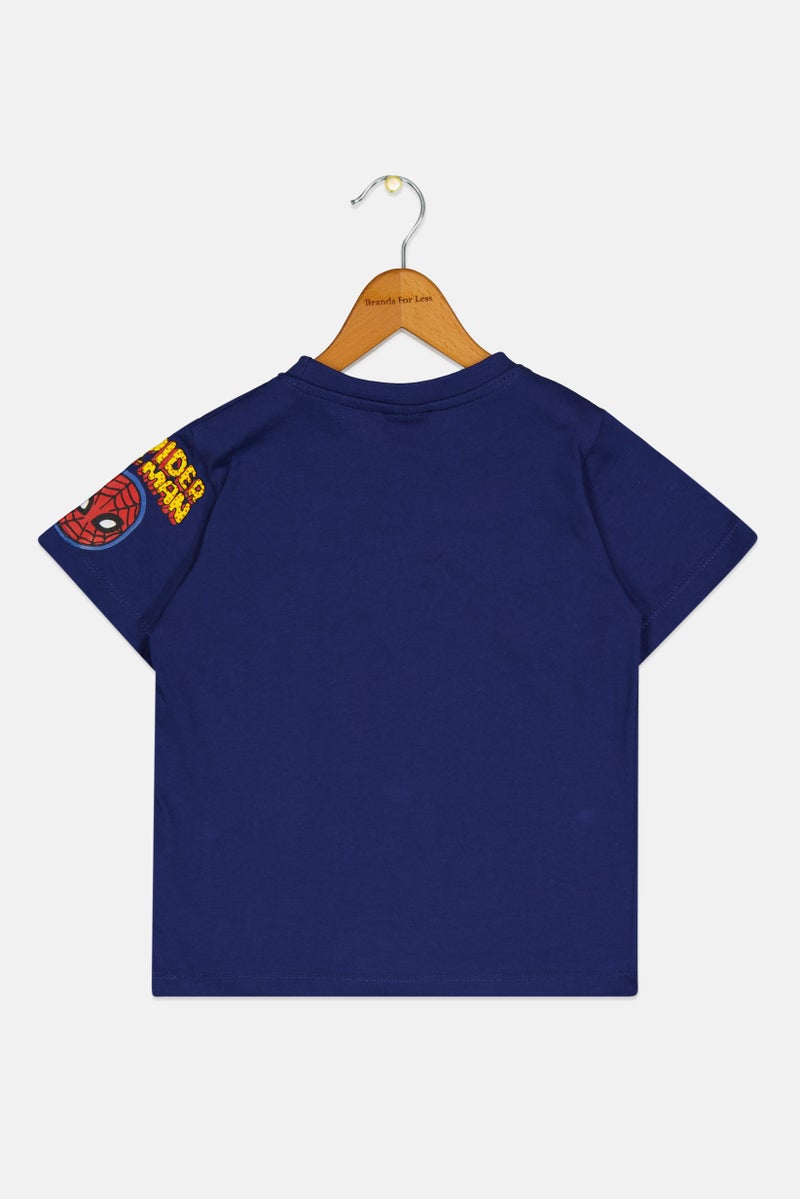 MARVEL Toddlers Boy Crew Neck Short Sleeves Graphic Print T-Shirt, Navy - Image 3