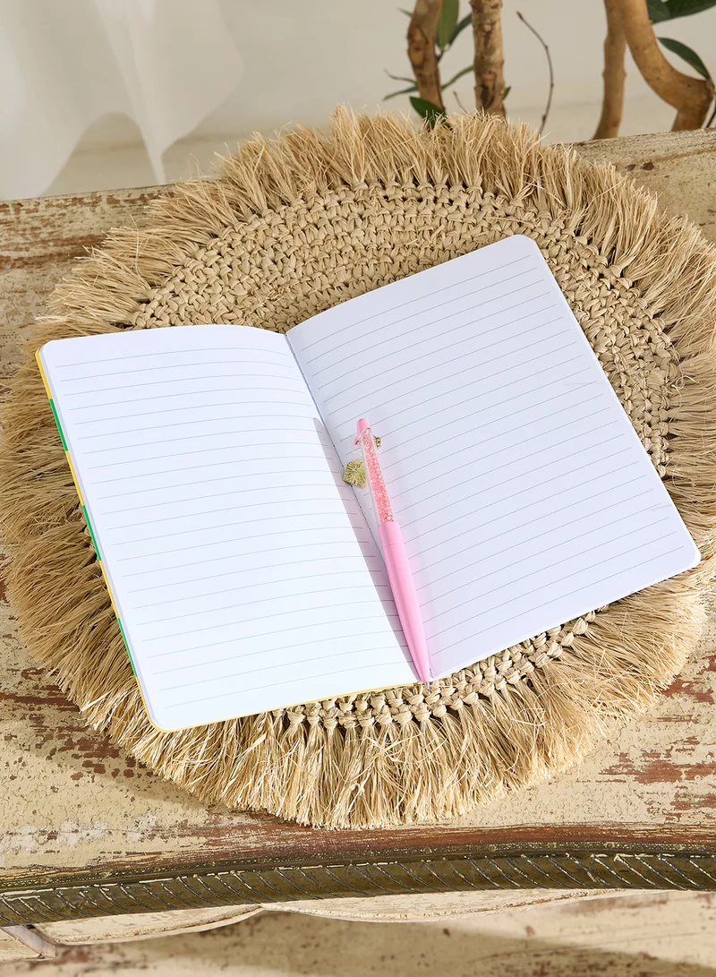 Sass & Belle Green And Yellow Striped Notebook