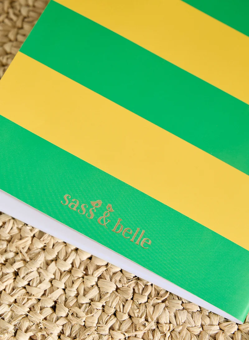 Sass & Belle Green And Yellow Striped Notebook