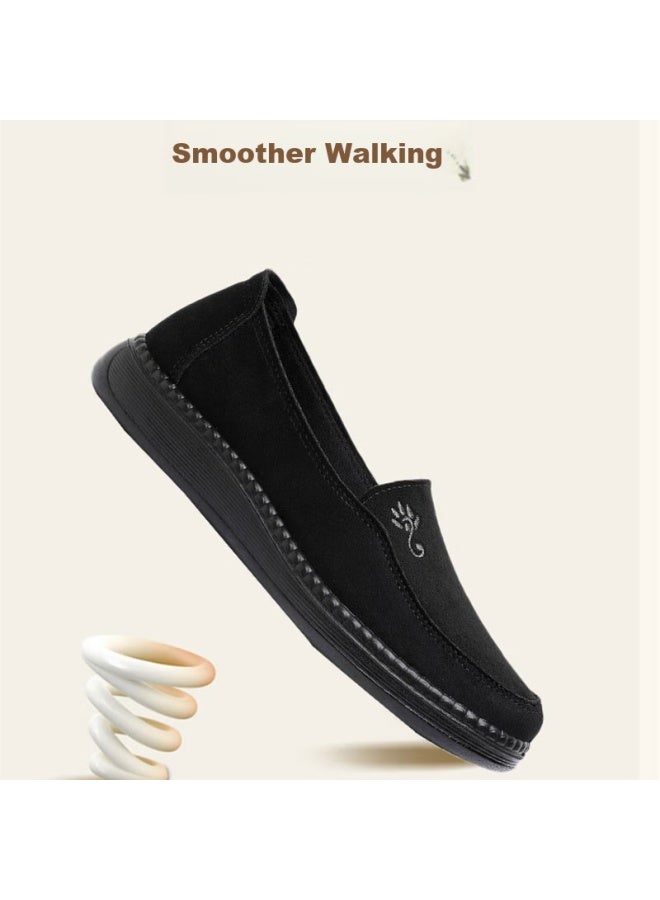 Anglerfish Old Beijing Cloth Shoes Women Spring Autumn Soft Sole Mom Shoes Slip-on Flat Grandma Single Shoes A9013 Black 36 - Image 4