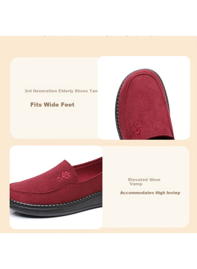 Anglerfish Old Beijing Cloth Shoes Women Spring Autumn Soft Sole Mom Shoes Slip-on Flat Grandma Single Shoes A9013 Black 36 - Image 1