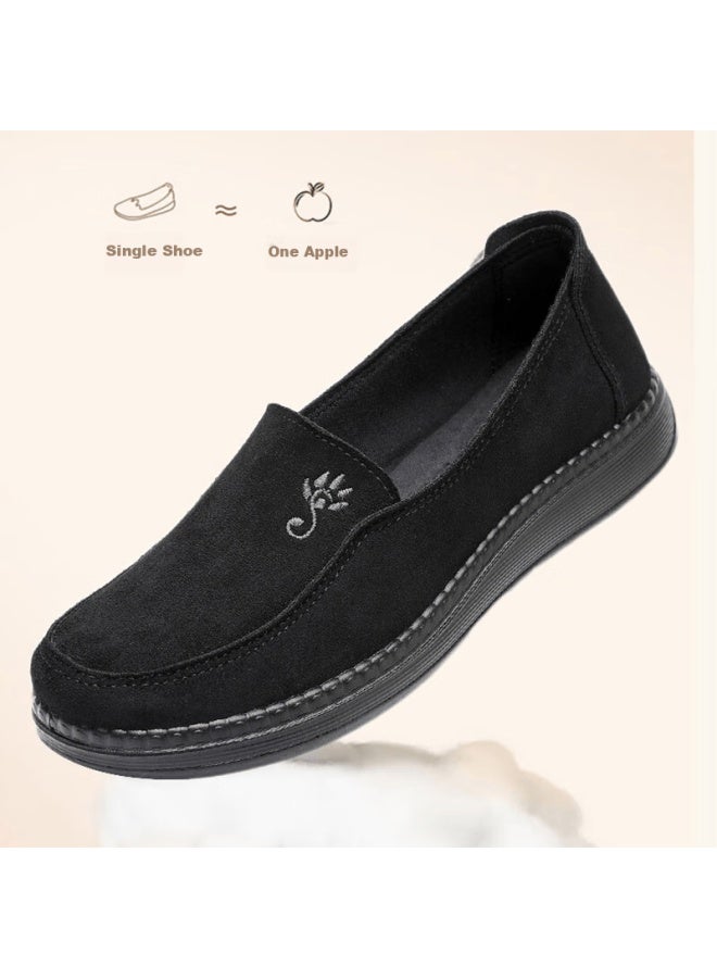 Anglerfish Old Beijing Cloth Shoes Women Spring Autumn Soft Sole Mom Shoes Slip-on Flat Grandma Single Shoes A9013 Black 36 - Image 5