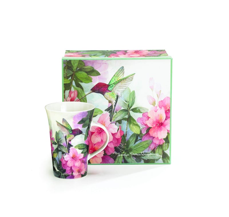 B. Toys Set Of 4 Hummingbird And Azalea Porcelain Mugs Designed By Artist Carolyn Shores Wright