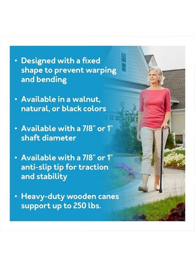 careX Solid Wood Walking Cane - Wooden Canes for Men & Women with 250 lb Weight Capacity - 36” Long, 1" Diameter, Wood Canes with Walnut Finish - Rubber Tip Single Point Cane  - Image 3