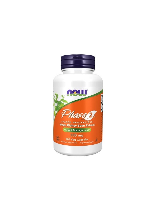 now Supplements, Phase 2® (White Kidney Bean Extract) 500 mg, Weight Management*, 120 Veg Capsules - Image 1