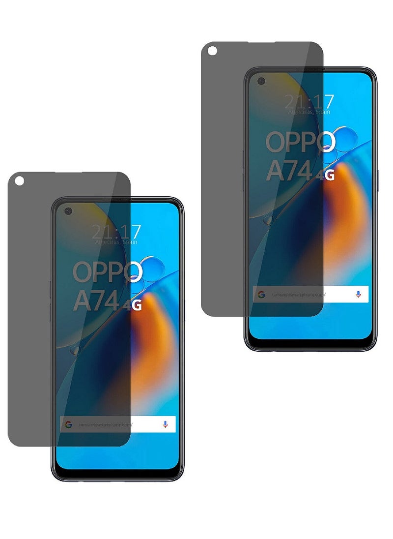 Super 2 Pieces Tempered Glass Screen Protector Anti-Spy Privacy  Designed For Oppo A74 4G Full Screen Coverage And Bubble Free - Image 1