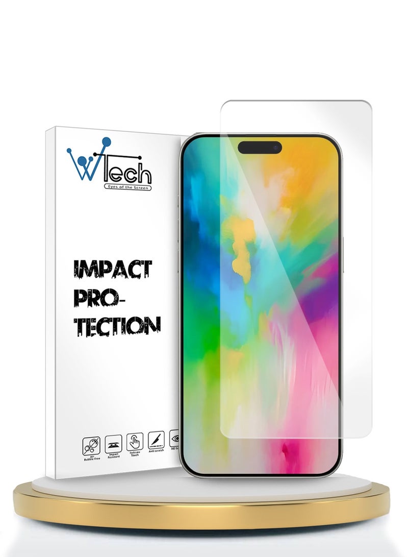 دبليو تيك واقي شاشة من الزجاج المقوى من ابل ايفون 16 برو 2024 WTech Premium Series 9H 2.5D - شفاف - Image 1