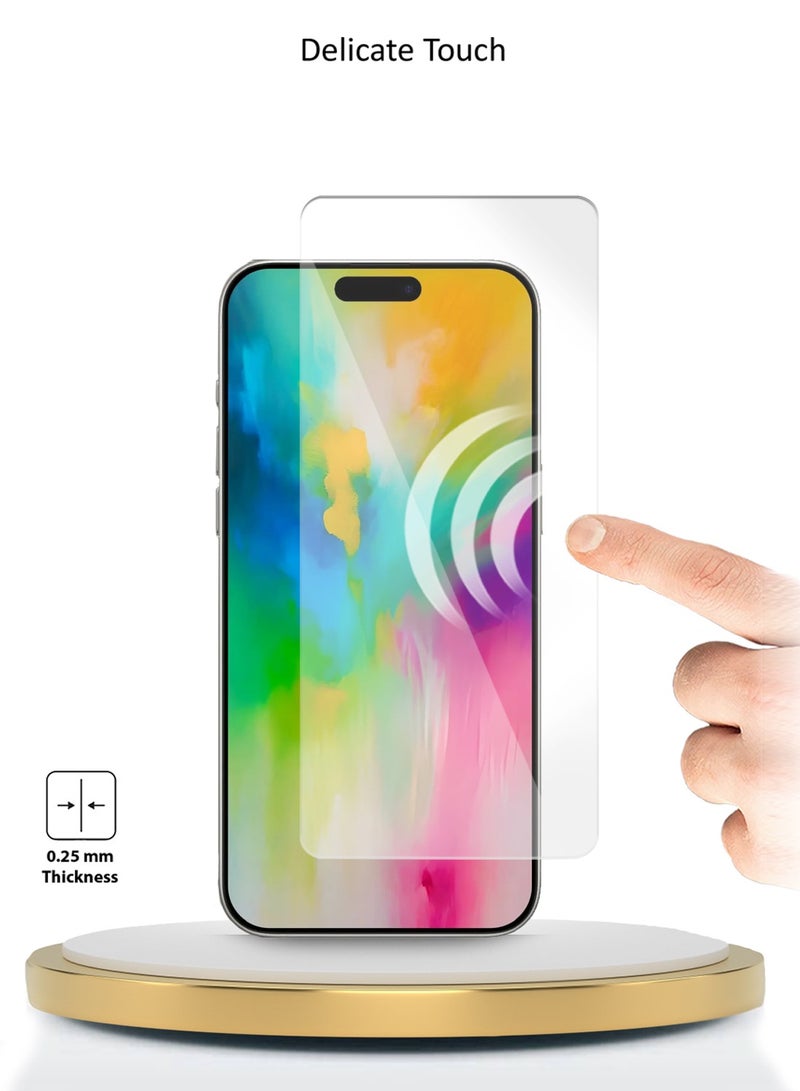 دبليو تيك واقي شاشة من الزجاج المقوى من ابل ايفون 16 برو 2024 WTech Premium Series 9H 2.5D - شفاف - Image 5