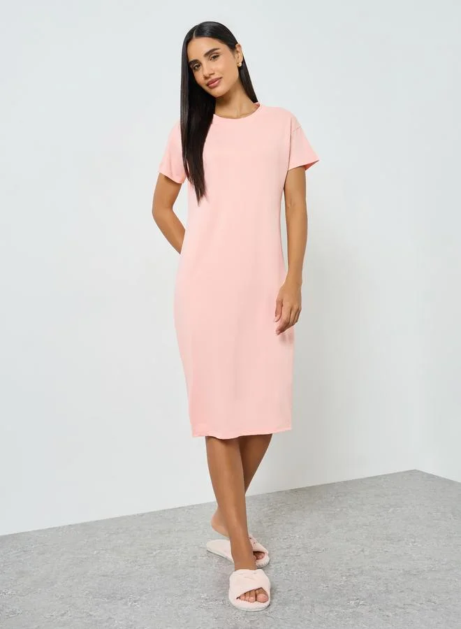 تايك تو Pink Short Sleeve T-Shirt Dress