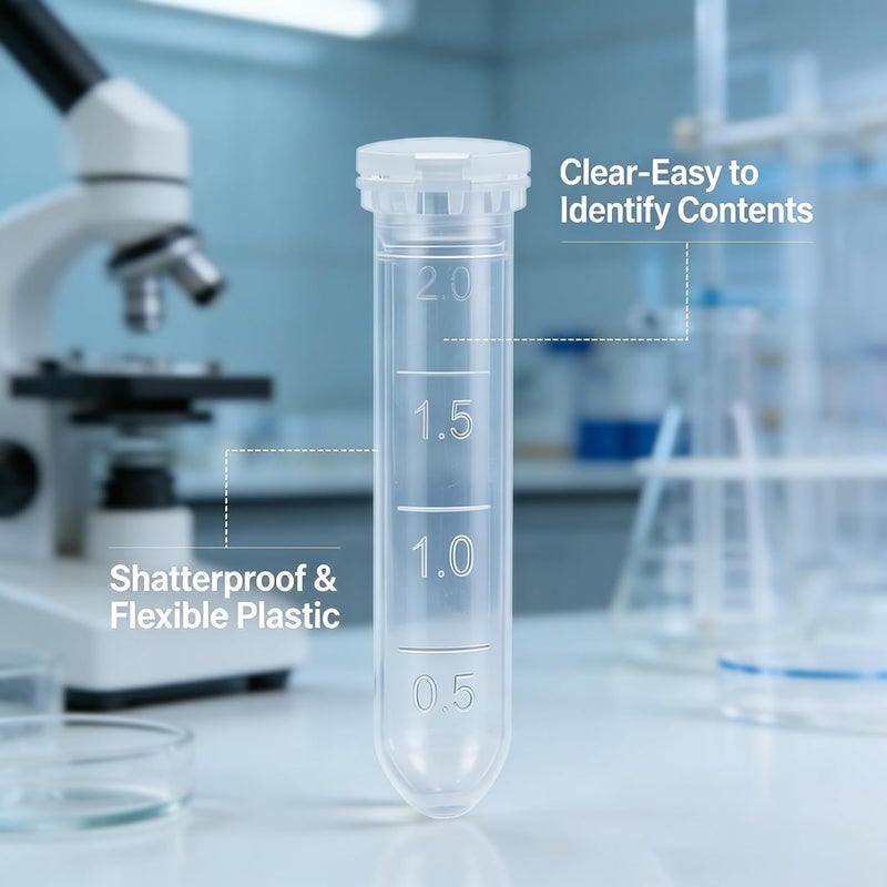 JIUWU 2ml Plastic Vial Tube Sample Storage Container Fragrance Beads Liquid Pack of 100 - Image 2
