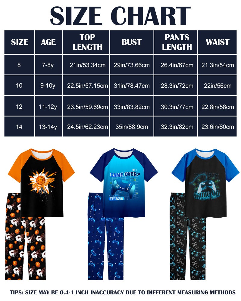 PASHOP Boys Pajamas Little Big Boys Pajamas Short Sleeves and Pants 2 Pieces Gamer Summer Pjs Set Kid Sleepwear Size 12 - Image 5