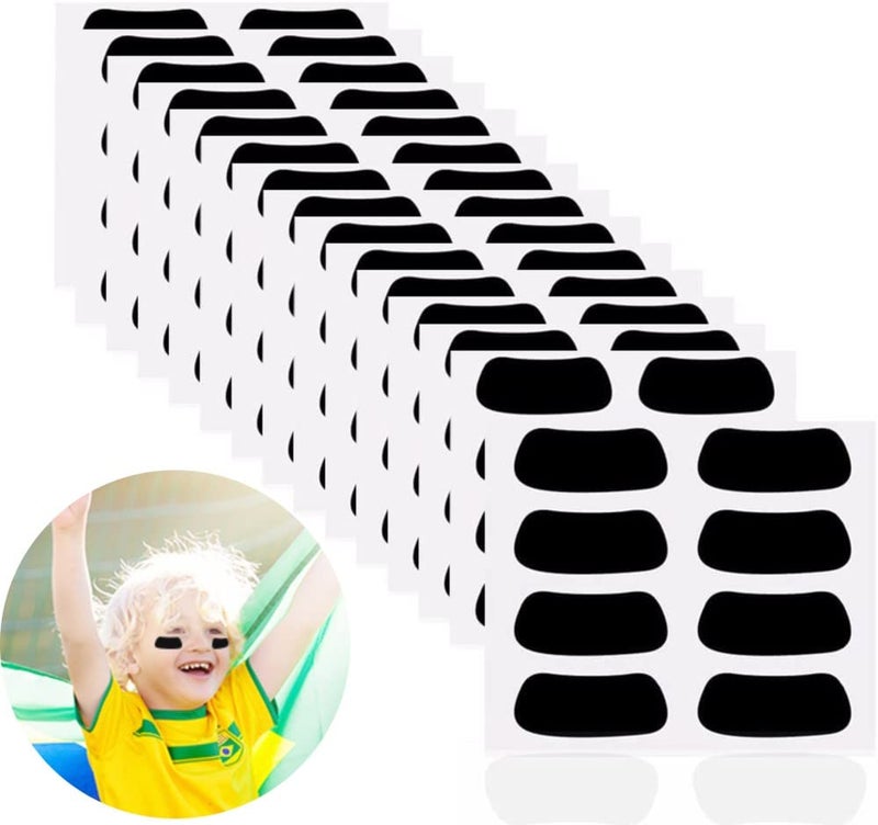 Jenleestar Eye Black Stickers for Kids, 60 Pairs Sports Baseball Eyeblack Breathable Strips for Football Softball Lacrosse Fans on Game-Day Sports Party