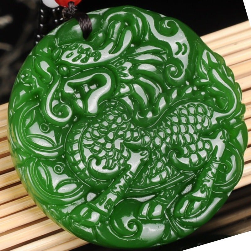 Qi Ta Xinjiang & Outer Mongolia Jade Pendant - Green Spinach Color, Pixiu Design, Modern Style for Men and Women - Image 4