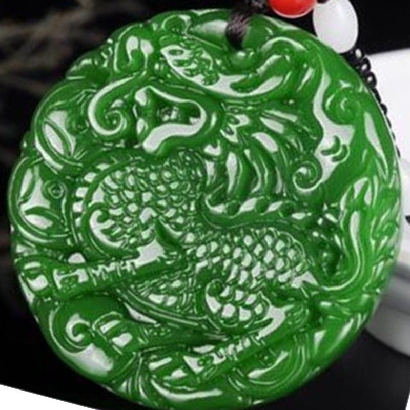 Qi Ta Xinjiang & Outer Mongolia Jade Pendant - Green Spinach Color, Pixiu Design, Modern Style for Men and Women - Image 3