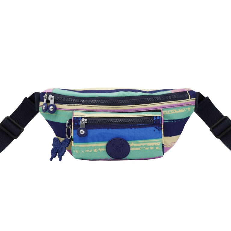 CAPRICE COLLECTION Unisex Bum Bag – Multi Color Stripes, Water-Resistant Nylon, 2.1L - Image 2