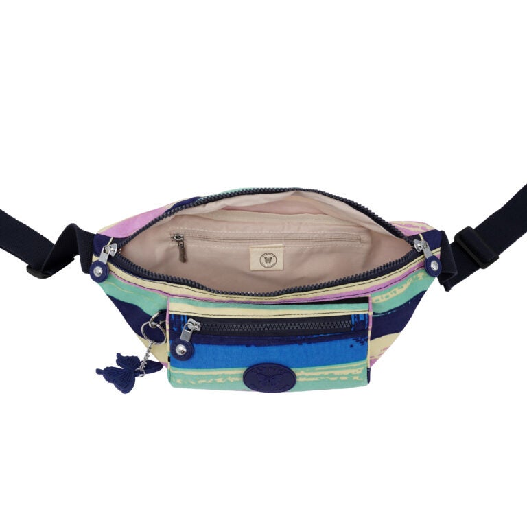 CAPRICE COLLECTION Unisex Bum Bag – Multi Color Stripes, Water-Resistant Nylon, 2.1L - Image 5
