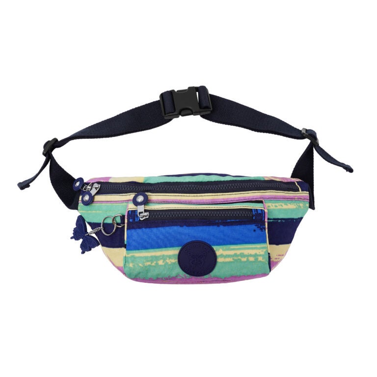 CAPRICE COLLECTION Unisex Bum Bag – Multi Color Stripes, Water-Resistant Nylon, 2.1L - Image 1