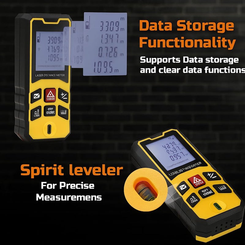 Tomahawk ® TLM-O-100 Laser Distance Meter MC 100m RL THK | 325ft Range with Area, Volume, Pythagoras Measurement | Laser Class 2 | Water & Dustproof | 2 Line LCD Display with Batteries & Hand Strap - Image 3