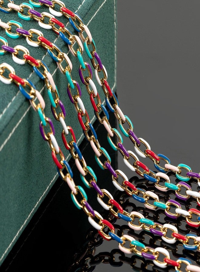 UMAOKANG 2 Meters Gold Plated Chains for Jewelry Making Stainless Steel Jewelry Chain Roll Multicolored Enamel Paperclip Necklace Chains Bulk Jewelry Supplies - Image 4