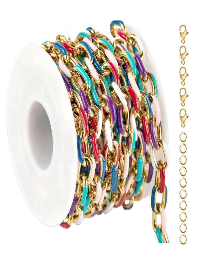 UMAOKANG 2 Meters Gold Plated Chains for Jewelry Making Stainless Steel Jewelry Chain Roll Multicolored Enamel Paperclip Necklace Chains Bulk Jewelry Supplies - Image 1
