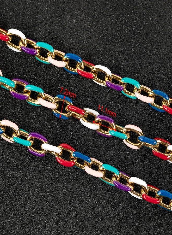 UMAOKANG 2 Meters Gold Plated Chains for Jewelry Making Stainless Steel Jewelry Chain Roll Multicolored Enamel Paperclip Necklace Chains Bulk Jewelry Supplies - Image 3
