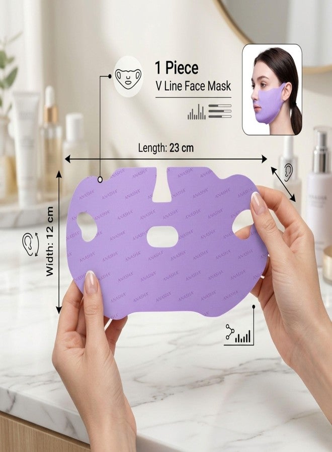 Baskety Double Chin Reducing Hydrogel Gel V Face Mask Shape Jawline Lifting, Facial Contouring, Anti-Wrinkle, Skin Firming and Tighting Deep Hydration (1 Piece, Purple) - Image 3