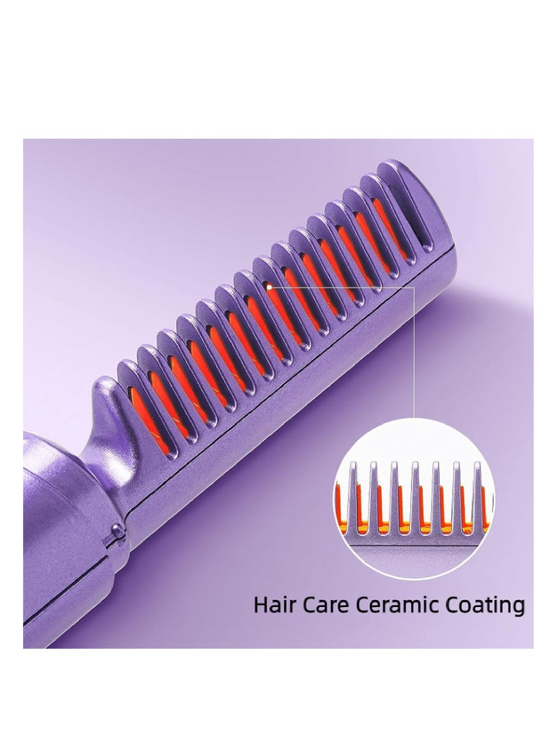 Generic - 1 Set Hair Straightener Brush Fast Heating Straightening Brush Mini USB Portable Wireless Hot Comb Hot Air Brush for Frizz- Free Silky Hair - Image 1