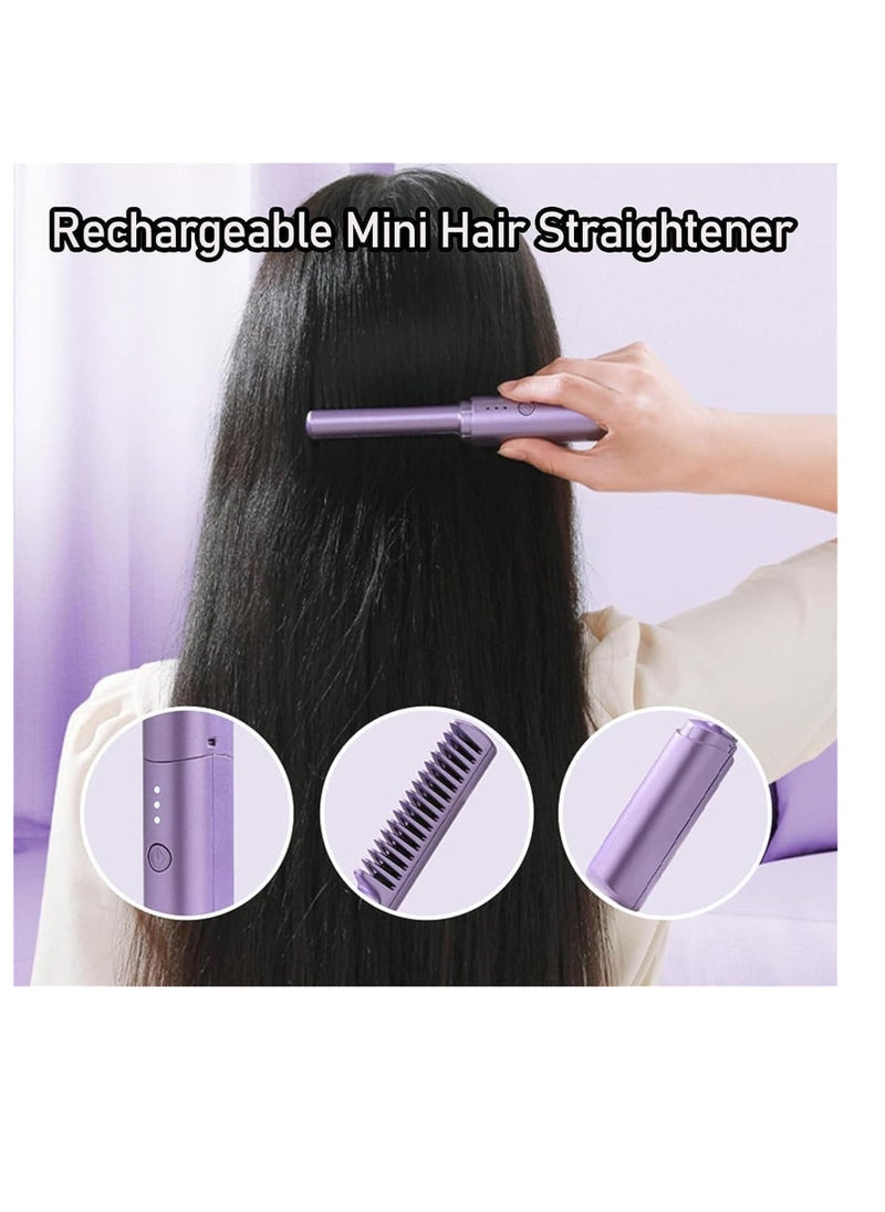Generic - 1 Set Hair Straightener Brush Fast Heating Straightening Brush Mini USB Portable Wireless Hot Comb Hot Air Brush for Frizz- Free Silky Hair - Image 1