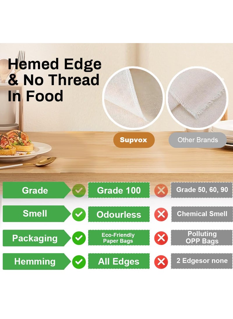 SUPVOX Supvox® Muslin Cloth for Kitchen 4Pcs 20x20 Inche Cheese Cloth Muslin Grade 100 Seamed Edges Muslin Cloth for Hung Curd 100% Combed Unbleached Cotton for Juice Straining, Nut Milk Reusable & Washable  - Image 3