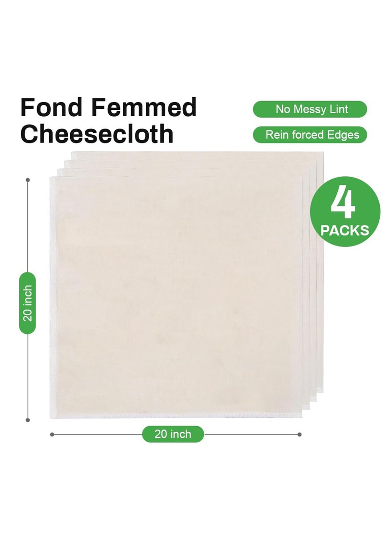 SUPVOX Supvox® Muslin Cloth for Kitchen 4Pcs 20x20 Inche Cheese Cloth Muslin Grade 100 Seamed Edges Muslin Cloth for Hung Curd 100% Combed Unbleached Cotton for Juice Straining, Nut Milk Reusable & Washable  - Image 2
