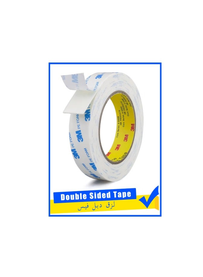 3M Double Sided Tape 1cm*3meter, Mounting Tape Heavy Duty, Removeable PE Foam Tape Strips, Strong Adhesive Tape Waterproof Free Damage for Paint Wall Picture Hanging Poster - Image 1