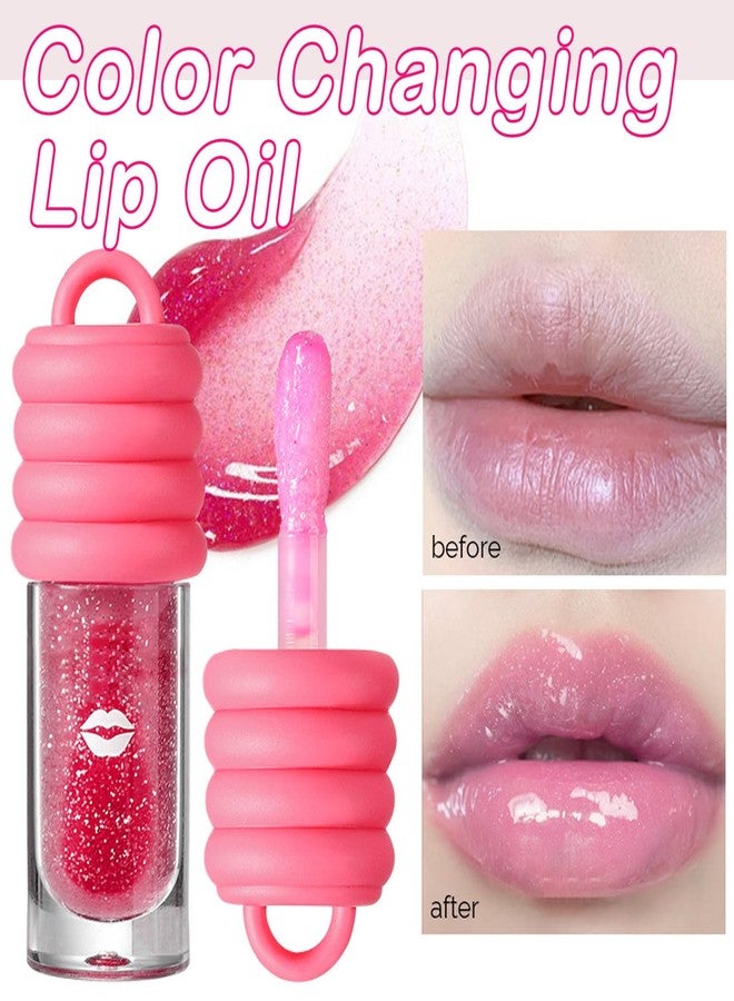 KTouler 3Pcs Glitter Lip Gloss Set With Keychain,Hydrating Clear Pink Red Tinted Lip Gloss for Girls,Glossy Shimmer High Shine Finish - Image 4