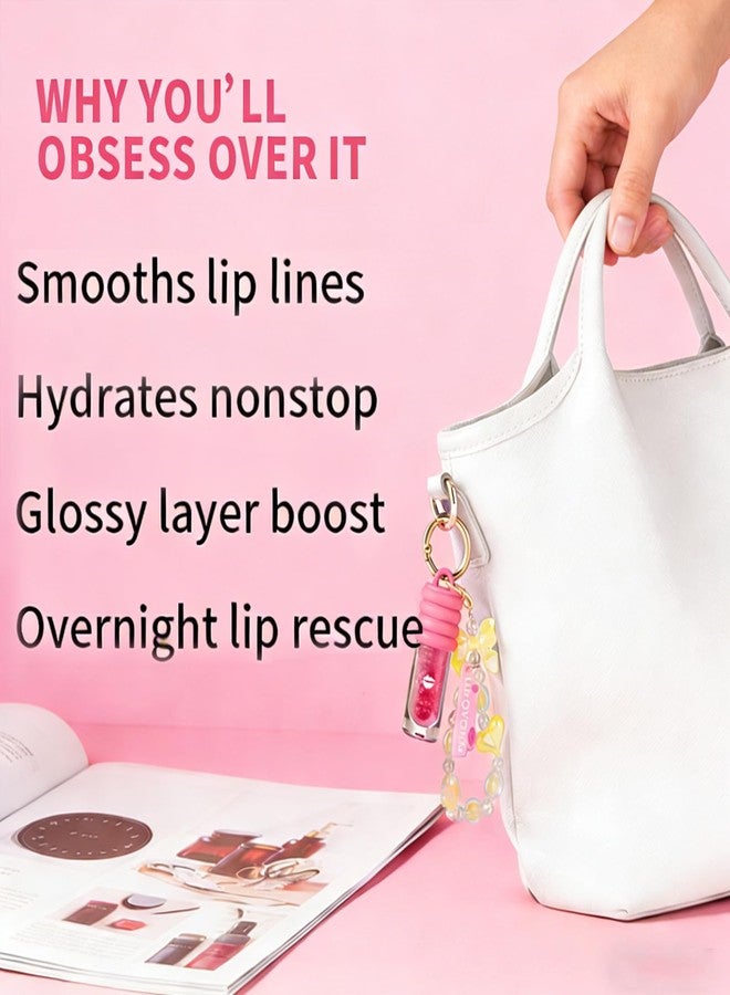 KTouler 3Pcs Glitter Lip Gloss Set With Keychain,Hydrating Clear Pink Red Tinted Lip Gloss for Girls,Glossy Shimmer High Shine Finish - Image 3